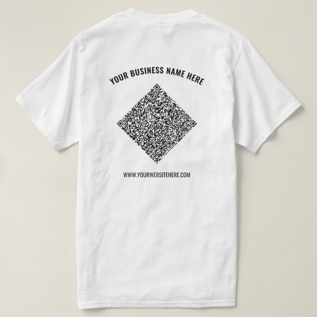 Din QR-kod och textaffärs-T-Shirt-mall T Shirt (Design baksida)