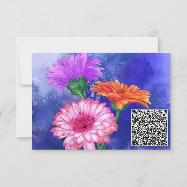 Din QR-kod Ögondagskort - färgstarka Gerberas Kort (Baksida)
