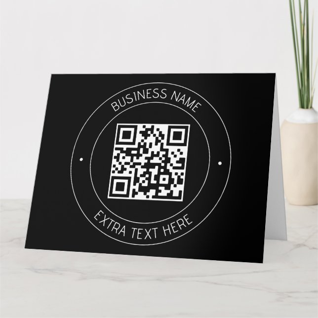 Din QR-kod & redigerbar text | Svart & Vit Kort (Framsida)