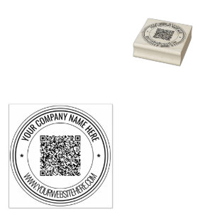 Din QR-kod Scan Anpassningsbar Text Round Rubber F Stämpel