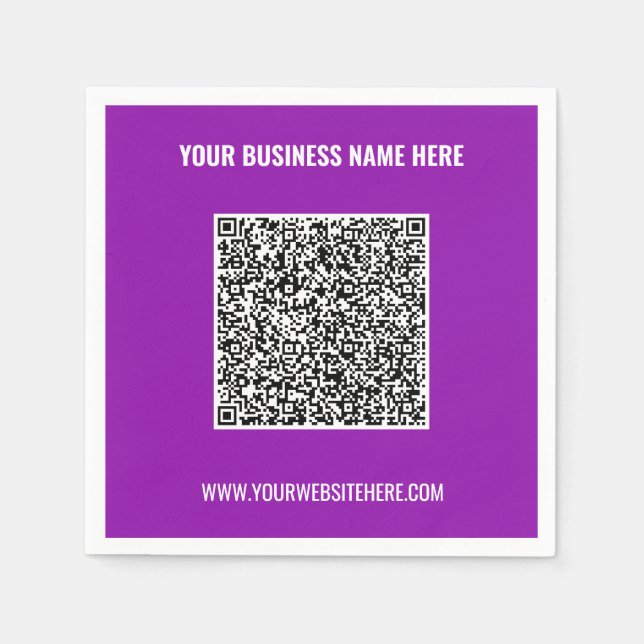 Din QR-kod Scan Anpassningsbar Text Sd Färg Napkin Pappersservett (Framsidan)