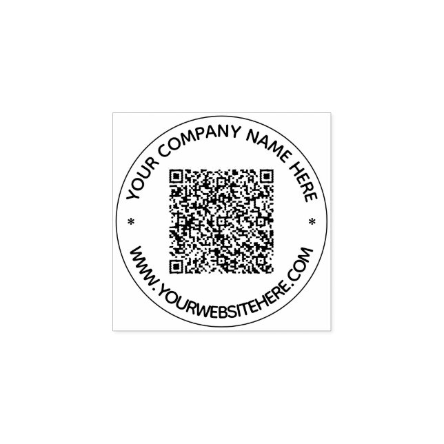 Din QR-kod Text Info Rund Gummistempel Exempel Stämpel (Tryck)