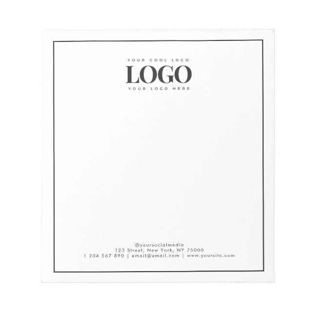 Din Rectangle Business Logotyp här Minimal Gräns Anteckningsblock (Framsida)