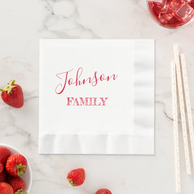 Din Red Script-Personlig i Family Namn Pappersservett (Insitu)