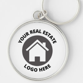 Din riktiga Gods-Logotyp här Rund Silverfärgad Nyckelring