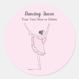 Din Rosa Ballet Dancer på Text & Färg i Tutu Runt Klistermärke