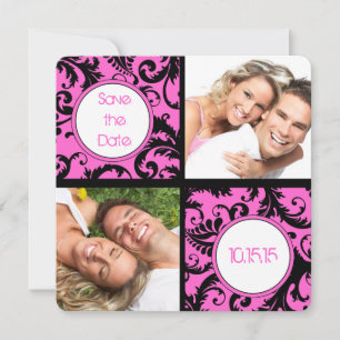 Din Rosa Damask-fotokollage Spara datum Datumet
