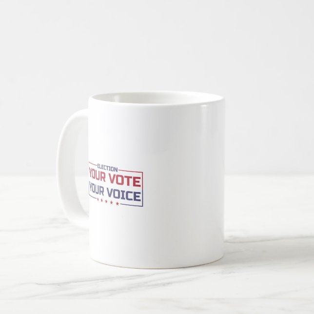 Din röst din röst färgad teckensnitt kaffemugg (Framsida vänster)