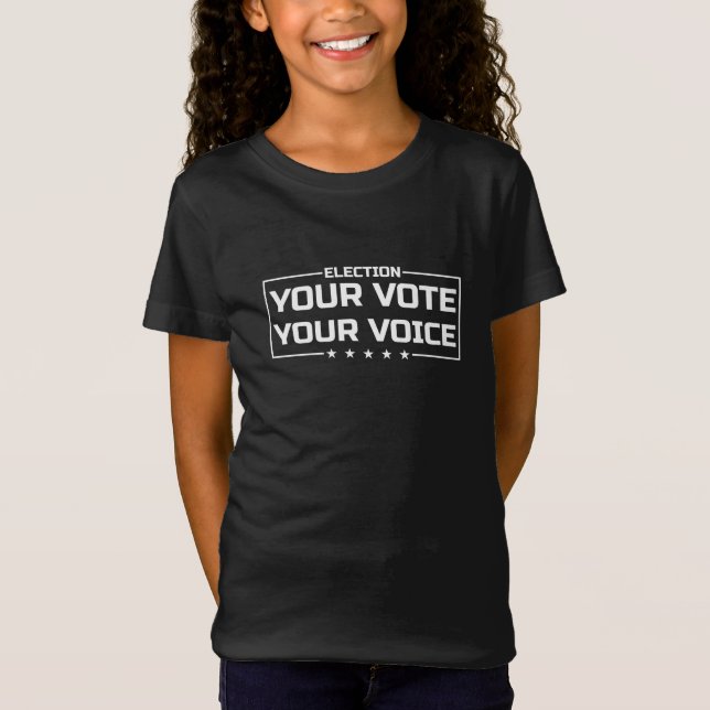 Din röst din röst vit skrift t shirt (Framsida)