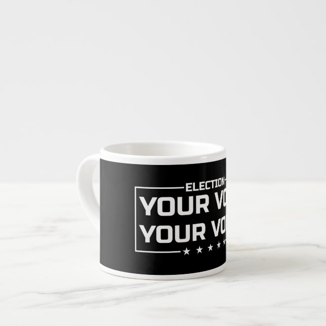 Din röst din röst vitt typsnitt espressomugg (Framsida vänster)