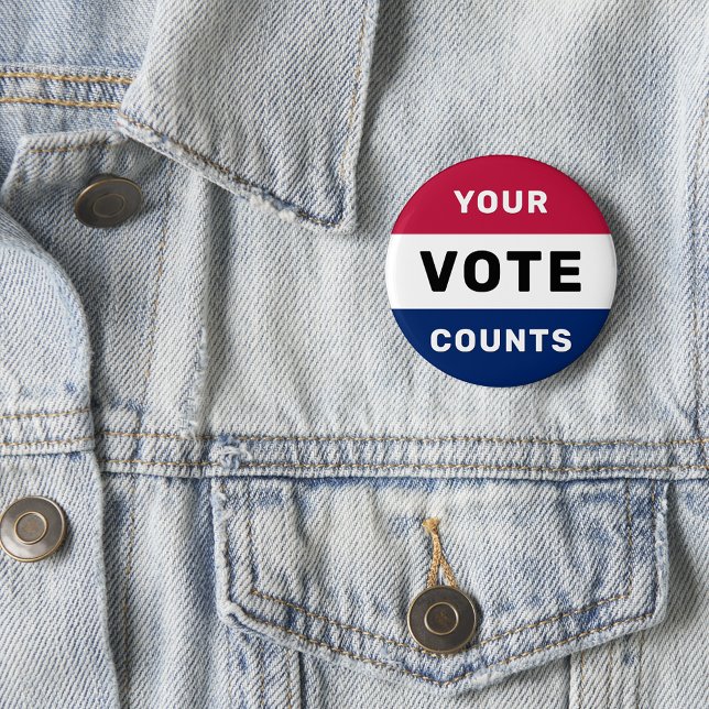 Din röst räknas som patriotiskt amerikanskt val 20 knapp (Your Vote Counts Patriotic American Election USA Button)