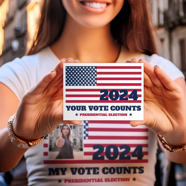 Din Röst Räknas USA Flagga 2024 Val Vykort (You can change the year as necessary on this postcard. Let  your friends know that their vote counts)