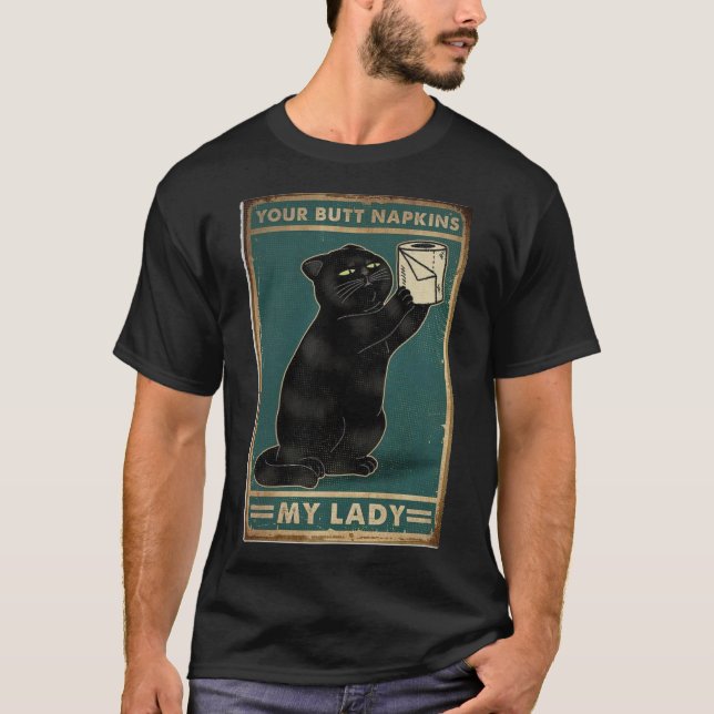 din rumskamrat blöjor min dam lustiga katt t shirt (Framsida)