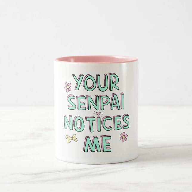 Din Senpai märker mig Två-Tonad Mugg (Center)