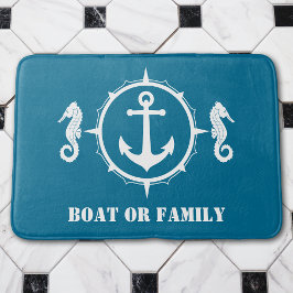 Din sjöfågel eller Namn-sjöhäst Anchor Aqua Blue Badrumsmatta
