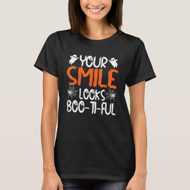 Din sjömil ser ut som Boo Ti Ful Dentist Halloween T Shirt (Framsida)