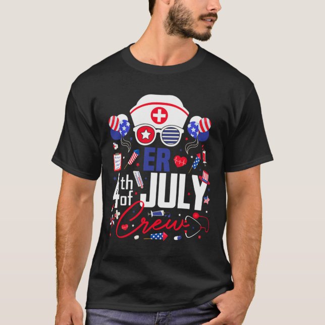 Din sjuksköterska 4:e juli besättning Independence T Shirt (Framsida)