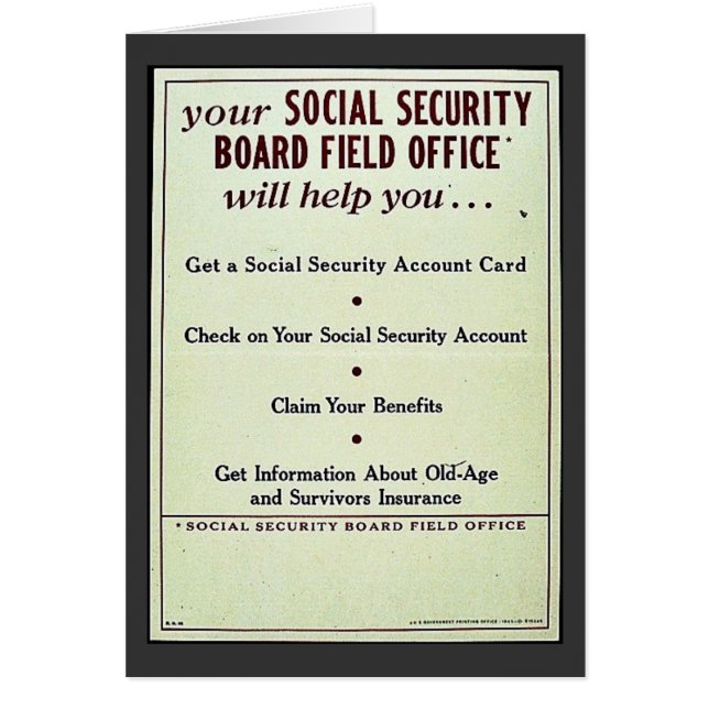 Din socialförsäkring stiger ombord fältkontoret hälsningskort (Framsidan)