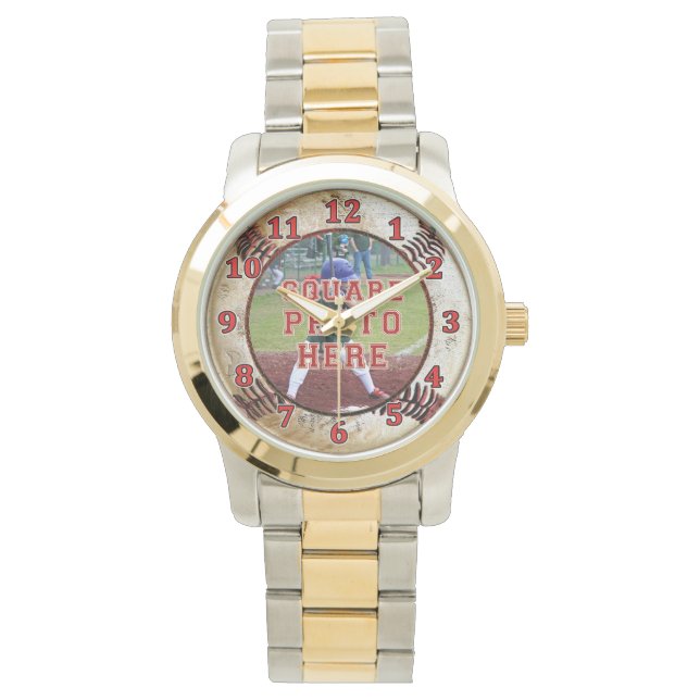DIN SQUARE PHOTO Baseball Watches-instruktion Armbandsur (Framsida)