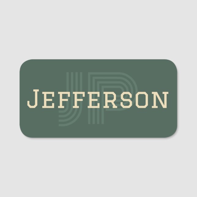 Din Stil: Den moderna monogrammade Grönten Gräs Namnbricka (Framsida)