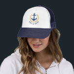 Din stjärna för Boat Namn Anchor Guld Stil Laurel Keps<br><div class="desc">En Personlig Truckerkeps med namn,  namn eller annan önskad text. Med en designad sjöbåtankare i anpassningsbar,  löv i guld stil och stjärnemblem. Gör en underbar gåva till tillfälle.</div>