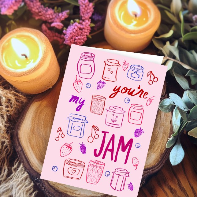 DIN SYLT Cute Burk Illustration Valentines day Kort (YOURE MY JAM Cute Jars Illustration Valentines Day Card
)