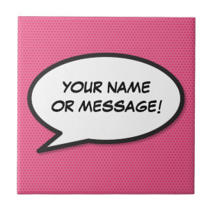 Din Tal-Roligt för meddelandebubblor, Retro Teckna Kakelplatta