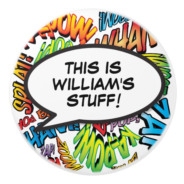 Din Tal-Roligt för meddelandebubblor, Retro Teckna Knopp (Framsidan)