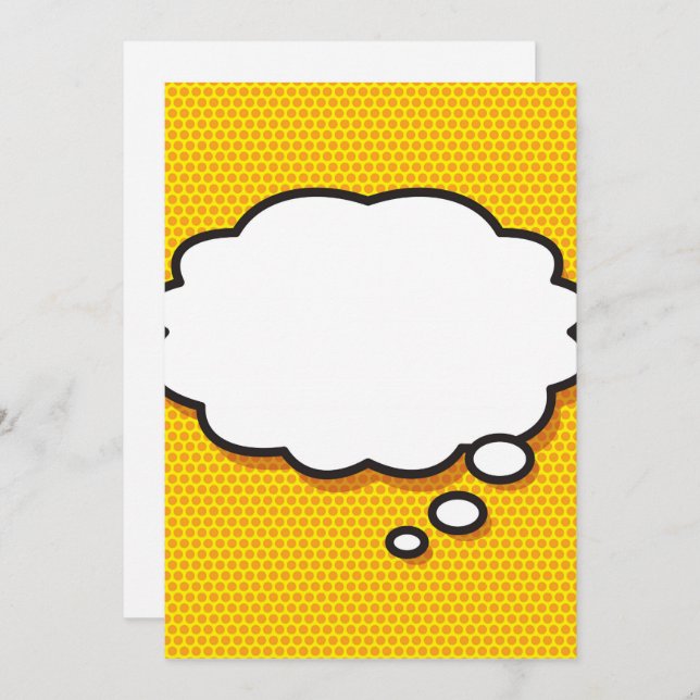 Din Tanke Talar Bubbla Kul Retro Serietidning Inbjudningar (Fram/baksida)