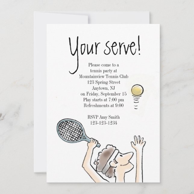 Din  tennis-inbjudan inbjudningar (Framsida)