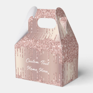 Din Tex Favor Box Rose Guld Rodd Glitterdroppar Presentaskar
