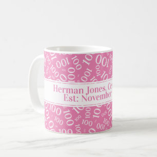 Din text: 100:e födelsedag Mönster Rosa Kaffemugg