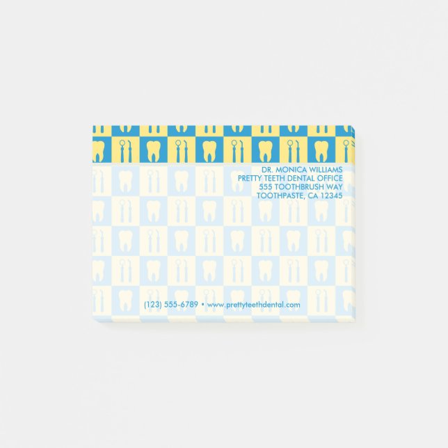 Din text | Cute Teeth Dental Office Post-it Block (Framsida)