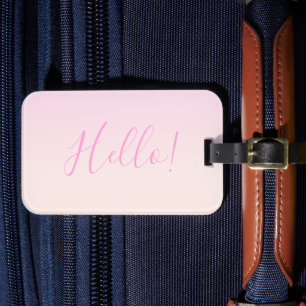 Din text Elegant Skript och mjuk Rosa Ombre Bagagebricka