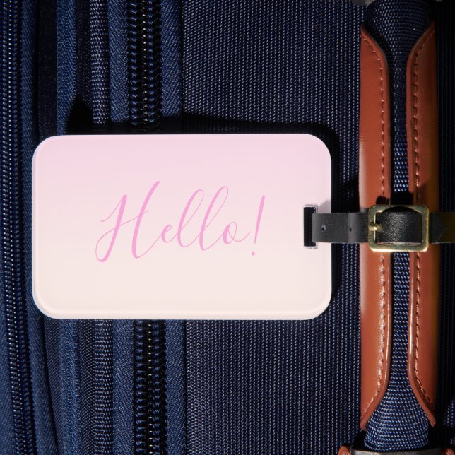 Din text | Elegant Skript och mjuk  Rosa Ombre Bagagebricka (Framsida Insitu 4)