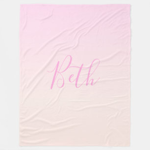 Din text Elegant Skript och mjuk Rosa Ombre Fleecefilt