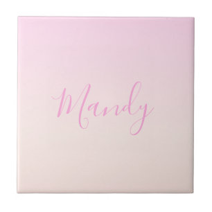 Din text Elegant Skript och mjuk Rosa Ombre Kakelplatta