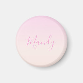 Din text | Elegant Skript och mjuk  Rosa Ombre Magnet