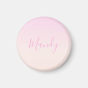 Din text Elegant Skript och mjuk Rosa Ombre Magnet