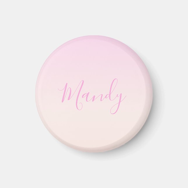 Din text | Elegant Skript och mjuk  Rosa Ombre Magnet (Framsidan)