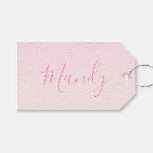 Din text Elegant Skript och mjuk Rosa Ombre Presentetikett