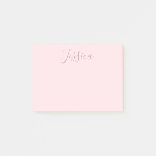 Din text | Elegant, skript och mjuk  Rosa Post-it Block (Framsida)