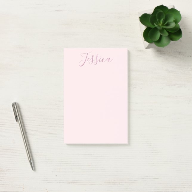 Din text | Elegant, skript och mjuk  Rosa Post-it Block (Kontor)