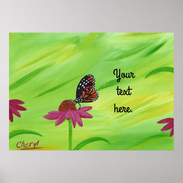 Din text eller Ingen textmonarch Butterfly Poster (Framsidan)