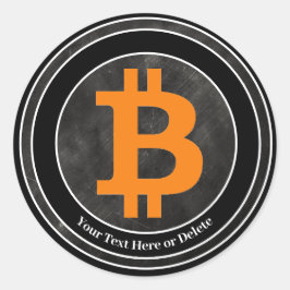 Din text/Färg Black & Grått Grunge Bitcoin Crypto Runt Klistermärke