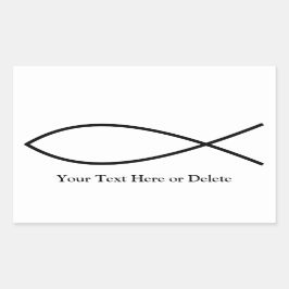 Din text/Färg Black Ichthys Christian Fish Jesus Rektangulärt Klistermärke