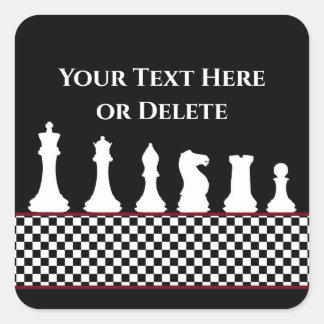 Din text/Färg-chessboard Biet Chess Kung Black Fyrkantigt Klistermärke