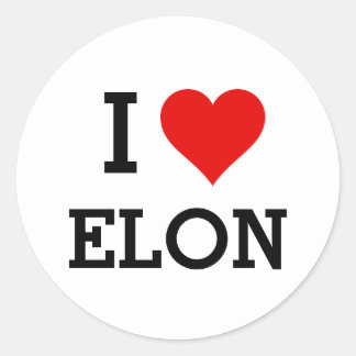 Din text/Färg Classic I Kärlek Elon Red Heart Runt Klistermärke