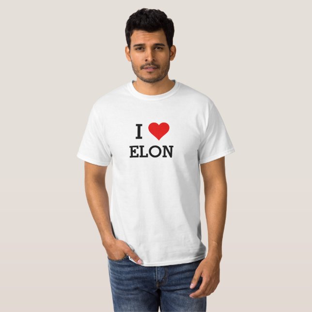 Din text/Färg Classic I Kärlek Elon Red Heart T Shirt (Hel framsida)
