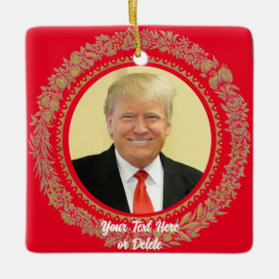 Din text/Färg Donald Trump-julkrans röd Julgransprydnad Keramik
